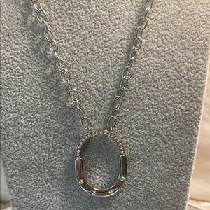 Elegant Silver Lock Necklace with Crystal Accents